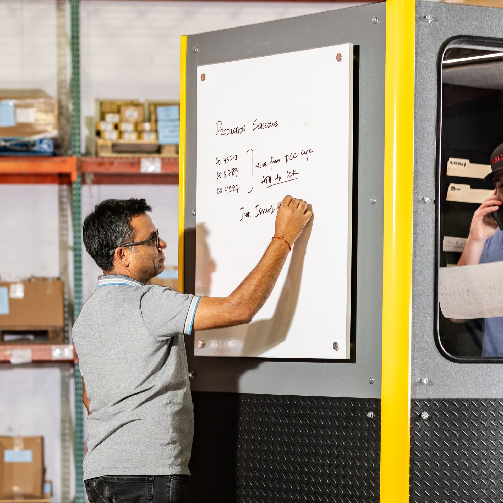 MeSpace Warehouse Series Mounted Whiteboards Perfect for swift on-the-go team meetings and announcements.